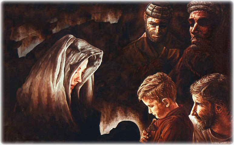 God Is with Us, original oil painting on canvas by L. Lovett, size 30 x 48 inches, December 1965