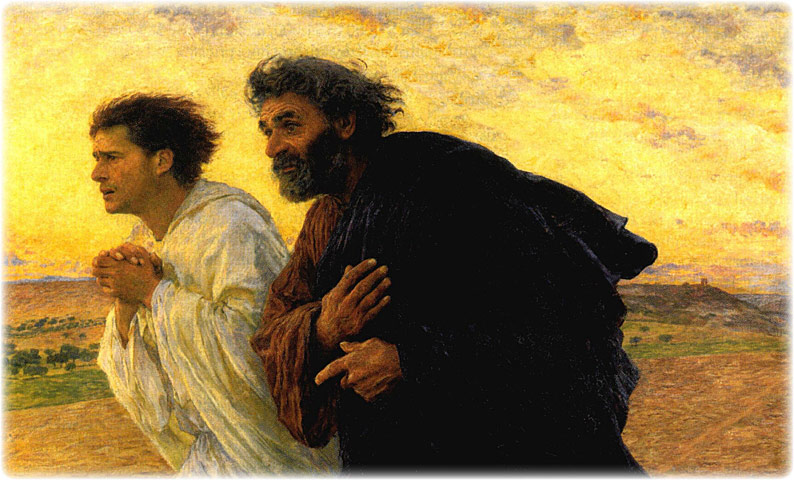 Peter and John Running to the Tomb, original oil painting by Eugene Burnand, 1850-1921