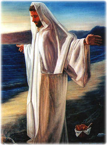 Risen Christ, original oil painting on canvas by L. Lovett, size 20 x 16 inches, May 1995