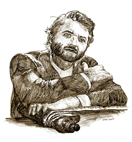 Luke, Beloved Physician, original pencil drawing on paper by L. Lovett, size: 10 inches x 8.5 inches, 1972 