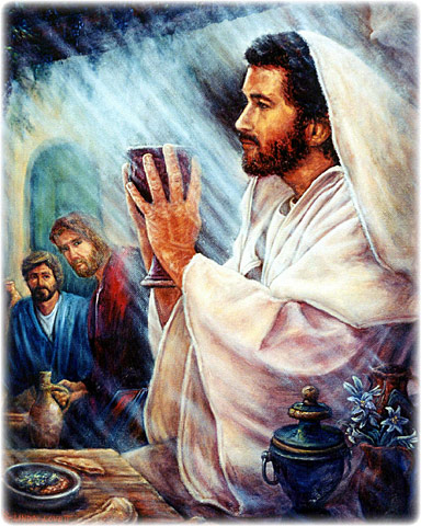 Cup of the Covenant, original oil painting on canvas by L. Lovett, size 20 x 16 inches, July 1998